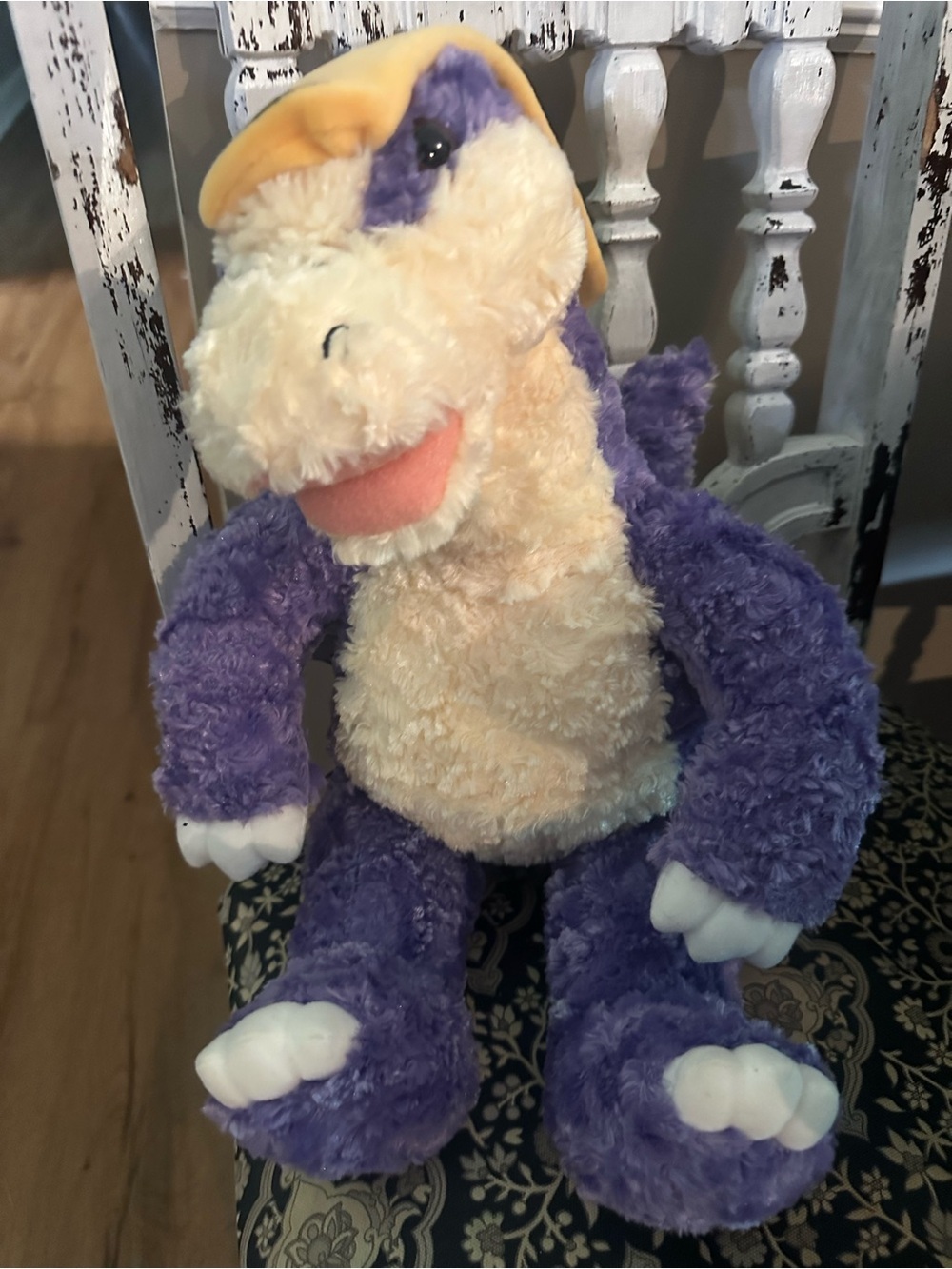 Build-A-Bear Purple and Cream Plush Dinosaur